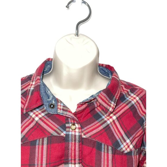 JACHS GIRLFRIEND Women's Size Small Red Flannel Shirt 100% Cotton Pearl Snap - Picture 4 of 13